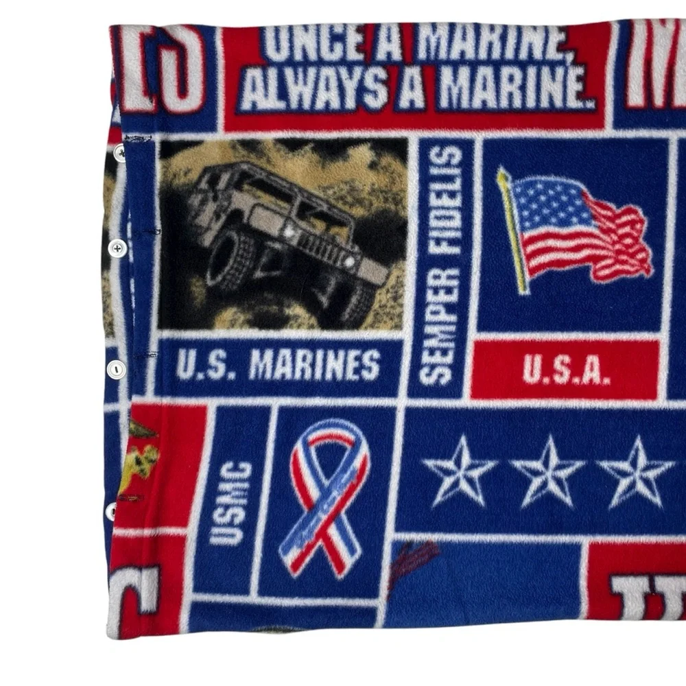USMC Marine Corps Fleece Pillowcase Marines Flag Military Tank Standard Pillow